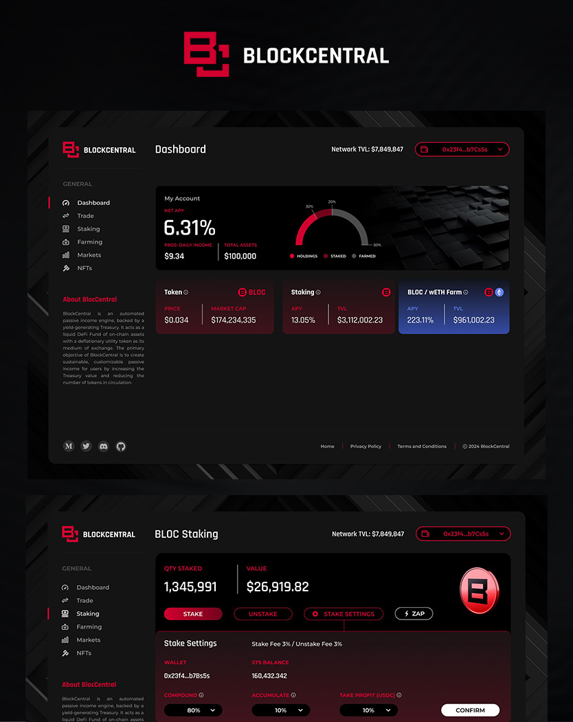 BlockCentral design by web3uiux